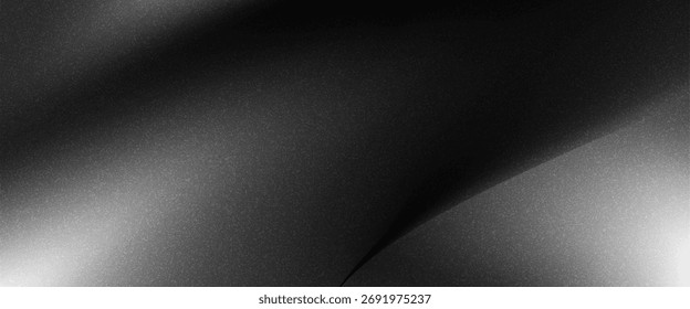 Fondo abstracto de la onda blanca de plata gris oscuro negro para el diseño. Onda ligera, línea ondulada. Gradiente de Ombre. Ruido áspero grano grungy metal cepillado efecto metálico. eps10	