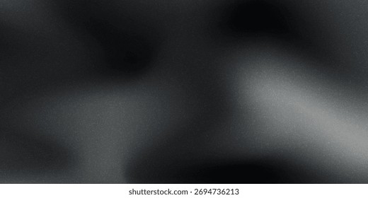Fondo abstracto de la onda blanca de plata gris oscuro negro para el diseño. Onda ligera, línea ondulada. Gradiente de Ombre. Ruido áspero grano grungy efecto metálico cepillado.