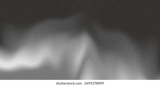 Fondo abstracto de la onda blanca de plata gris oscuro negro para el diseño. Onda ligera, línea ondulada. Gradiente de Ombre. Ruido áspero grano grungy efecto metálico cepillado. Brillo mate.