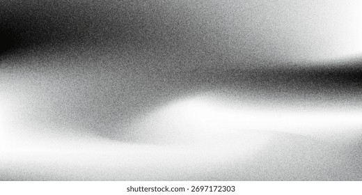 Fondo abstracto de la onda blanca de plata gris oscuro negro para el diseño. Onda ligera, línea ondulada. Gradiente de Ombre. Ruido áspero grano grungy metal cepillado efecto metálico. eps10