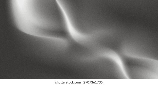 Black dark gray silver white wave abstract background for design. Light wave, wavy line. Ombre gradient. Noise rough grungy grain brushed metal metallic effect. Matte shimmer.