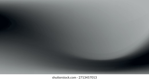 Black dark gray silver white wave abstract background for design. Light wave, wavy line. Ombre gradient. 