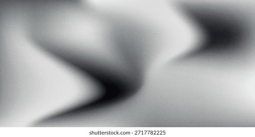 Fondo abstracto de la onda blanca de plata gris oscuro negro para el diseño. Onda ligera, línea ondulada. Gradiente de Ombre. Ruido áspero grano grungy metal cepillado efecto metálico. eps10