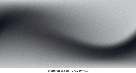 Fundo abstrato de onda branca cinza escuro preto prateado para design. Onda de luz, linha ondulada. Gradiente ombre. Ruído grungy grão escovado metal metal efeito metálico.eps10