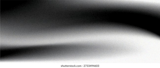 Fondo abstracto de la onda blanca de plata gris oscuro negro para el diseño. Onda ligera, línea ondulada. Gradiente de Ombre. Ruido áspero grano grungy cepillado metal efecto metálico.eps10

