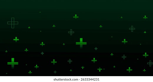 Fondo abstracto de gradiente negro y verde oscuro con Ilustración vectorial de fondo de diseño de patrón de signo más. Perfecto para proyectos modernos, negocios, Anuncio, póster, Plantillas. Concepto futurista.