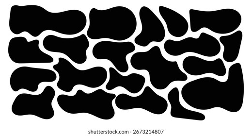 Icono de mancha negro oscuro dibujado a mano sobre fondo blanco. Diferentes Formas de Vector de forma de burbuja lisa. Moderno conjunto de iconos de blobs únicos y lisos. EPS 10. 