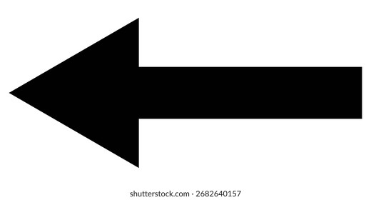 Negro oscuro aislado Vector gráfico largo solo icono sobre fondo blanco. Icono de Vector aislado con cabeza de flecha en la página blanca. Apuntando al icono de una sola flecha. 