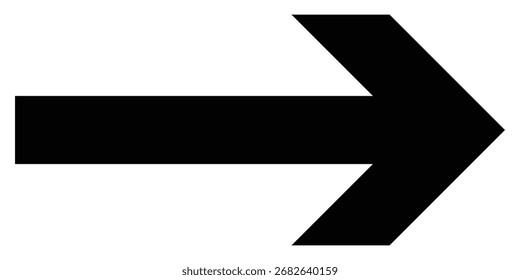 Negro oscuro aislado Vector gráfico largo solo icono sobre fondo blanco. Icono de Vector aislado con cabeza de flecha en la página blanca. Apuntando al icono de una sola flecha. 