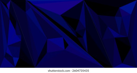 Black dark navy blue silver abstract pattern background. Geometric shape. Line triangle angle fold polygon diamond 3D. Color gradient ombre