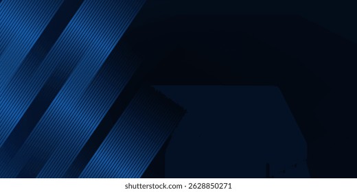 Black dark navy blue silver abstract pattern background. Geometric shape. Line triangle angle fold polygon diamond 3D simple abstract modern
