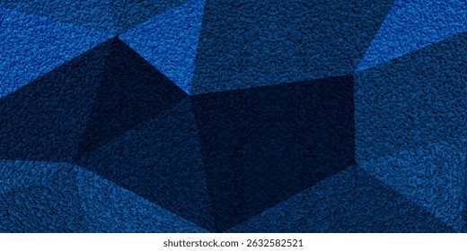 Black dark navy blue silver abstract pattern background. Geometric shape. Line triangle angle fold polygon diamond 3D. Color gradient ombre. Rough grain noise. Light shadow. Matte shimmer. Minimum.