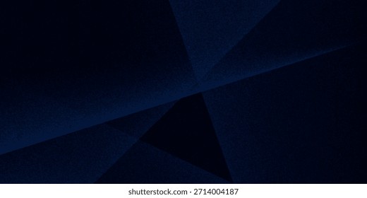 Black dark navy blue silver abstract pattern background. Geometric shape. Line triangle angle fold polygon diamond 3D. Color gradient ombre. Rough grain noise