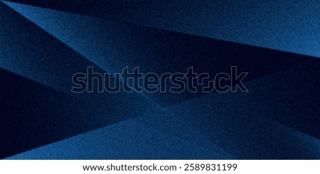 Black dark navy blue silver abstract pattern background. Geometric shape. Line triangle angle fold polygon diamond 3D. Color gradient ombre. Rough grain noise. Light shadow.
