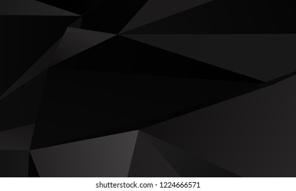 Black, dark polygon background. Vector illustration for layouts for black Friday sales. Pattern with triangles of different scale. Elegant backdrop