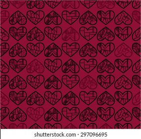 Black and dark red Valentine hearts  - vector background