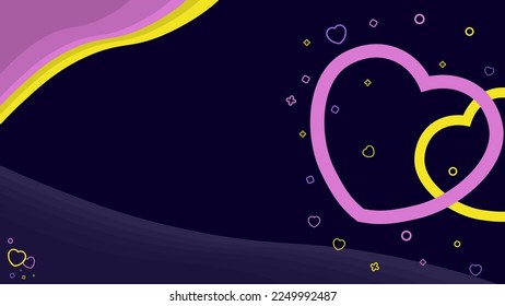 Black dark simple minimal background with many floating bright colorful love heart icon and copy space area suitable for valentine day 14th February celebration, promo, wallpaper, greeting card