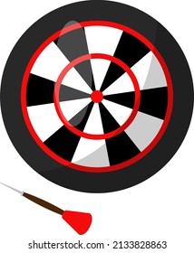 Black Dart board, illustration, vector on a white background.