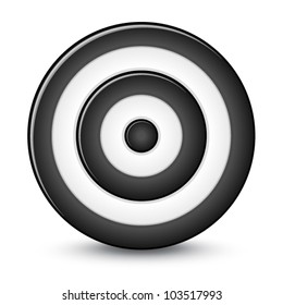 Black darts target aim on white background