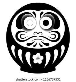 Black Daruma doll with only left eye and blank right eye to fill when your hope or desire comes true.