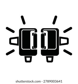 Black dashboard seatbelt indicator light symbol for modern cars. Essential automotive safety icon representing buckle status, passenger security, and road warning.