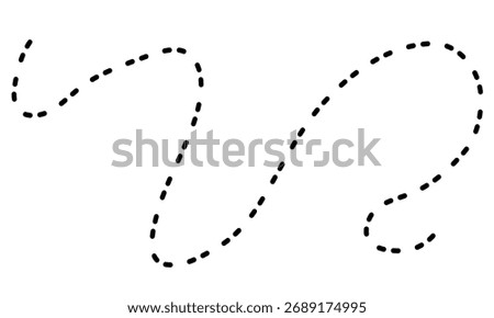 black dashed line. abstract wavy squiggle dashed line. vector illustration.