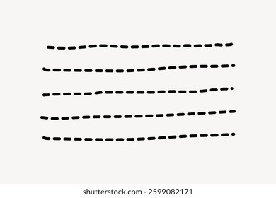 Black dashed lines on a white background, evenly spaced. The dashed lines create a simple, minimalist pattern. The black lines contrast with the white background. Minimal vector design.