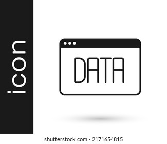Icono de análisis de datos negros aislado en fondo blanco. Proceso de análisis de datos empresariales, estadísticas. Gráficos y diagramas.  Vector