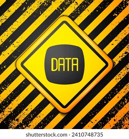 Black Data analysis icon isolated on yellow background. Business data analysis process, statistics. Charts and diagrams. Warning sign. Vector