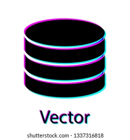 Black Database icon isolated on white background. Network databases, disc with progress bar. Backup concept. Vector Illustration
