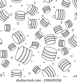 Black Database icon isolated seamless pattern on white background. Network databases, disc with progress bar. Backup concept. Vector Illustration
