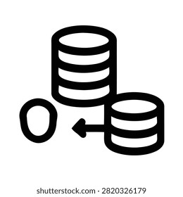 Black database icon transferring data with circular arrow