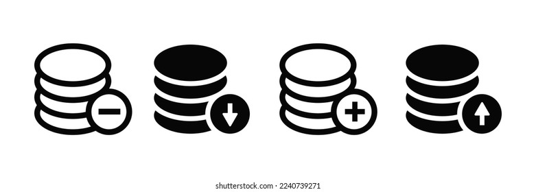 Black database lines icons. Black database collection set. Database flat design style on white background. Vector, 2023
