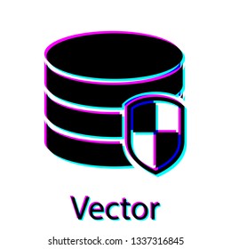 Black Database protection icon isolated on white background. Secure database icon. Vector Illustration