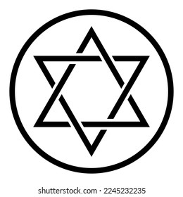 Black David star on white background