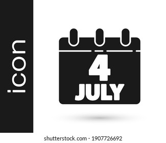 Black Day calendar with date July 4 icon isolated on white background. USA Independence Day. 4th of July.  Vector