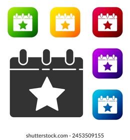 Black Day calendar with date July 4 icon isolated on white background. USA Independence Day. 4th of July. Set icons in color square buttons. Vector
