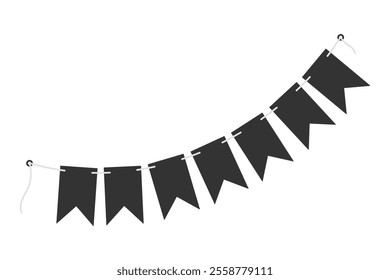 Black Day festive Pennant garland in grayscale. 14 April greeting or cards design element concept