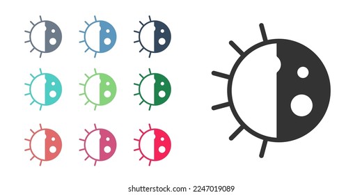 Black Day night cycle icon isolated on white background. Day night concept, sun and moon. Set icons colorful. Vector