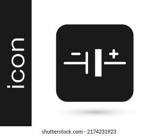 Black DC voltage source icon isolated on white background.  Vector
