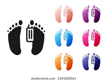 Black Dead body with an identity tag attached in the feet in a morgue of a hospital icon isolated on white background. Set icons colorful. Vector