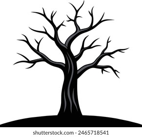 Black Dead Tree Silhouette Isolated for Easy Use