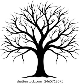 Black Dead Tree Silhouette Isolated for Easy Use