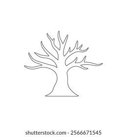 Black Dead Tree Silhouette Isolated. Dead trees vector icon. Death trees in winter season silhouette. Dead Tree without Leaves Illustration Sketched,