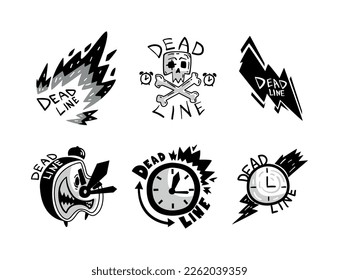Black Deadline Logo and Fast Time Business Badges or Labels Vector Set