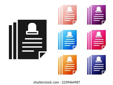 Black Death certificate icon isolated on white background. Set icons colorful. Vector