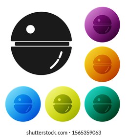 Black Death star icon isolated on white background. Set icons colorful circle buttons. Vector Illustration