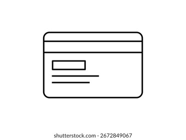 Schwarzes Debitkartensymbol auf weißem Hintergrund