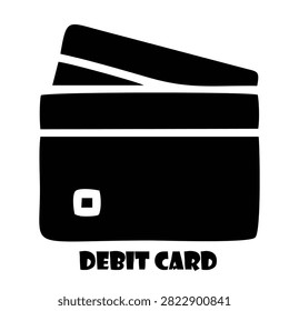 Black Debit Card Wallet Icon Silhouette Isolated on White Background Vector Illustration