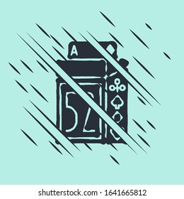 Black Deck of playing cards icon isolated on green background. Casino gambling. Glitch style. Vector Illustration